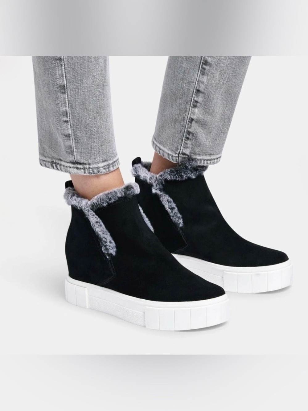 Dolce Vita Zanza Black Suede Hidden Wedge High Top Sneaker Bootie, Sz 10